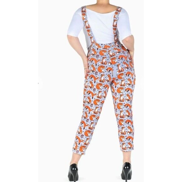BlackMilk Overalls Fox and Mushroom Gray‎ Orange Rare Sz Small Vintage Australia - Picture 8 of 16